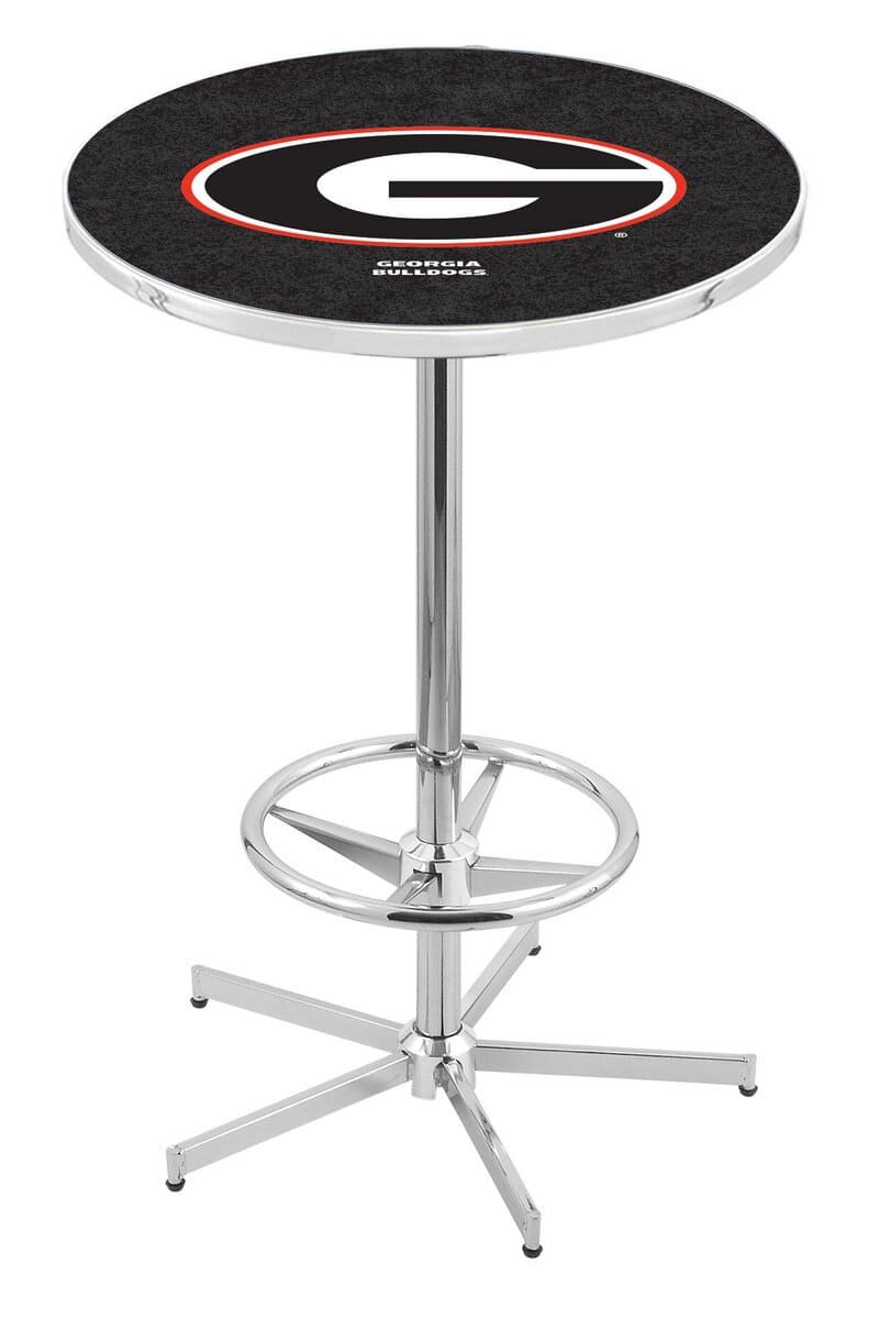 University of Georgia (G) 42-Inch Pub Table with 36-Inch Top, Star Base Base, and Chrome Finish 1 University of Georgia (G) 42-Inch Pub Table with 36-Inch Top, Star Base Base, and Chrome Finish