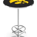 University of Iowa 42-Inch Pub Table with 30-Inch Top, Star Base Base, and Chrome Finish