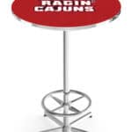 University of Louisiana at Lafayette 42-Inch Pub Table with 30-Inch Top, Star Base Base, and Chrome Finish