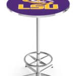 Louisiana State University 42-Inch Pub Table with 30-Inch Top, Star Base Base, and Chrome Finish