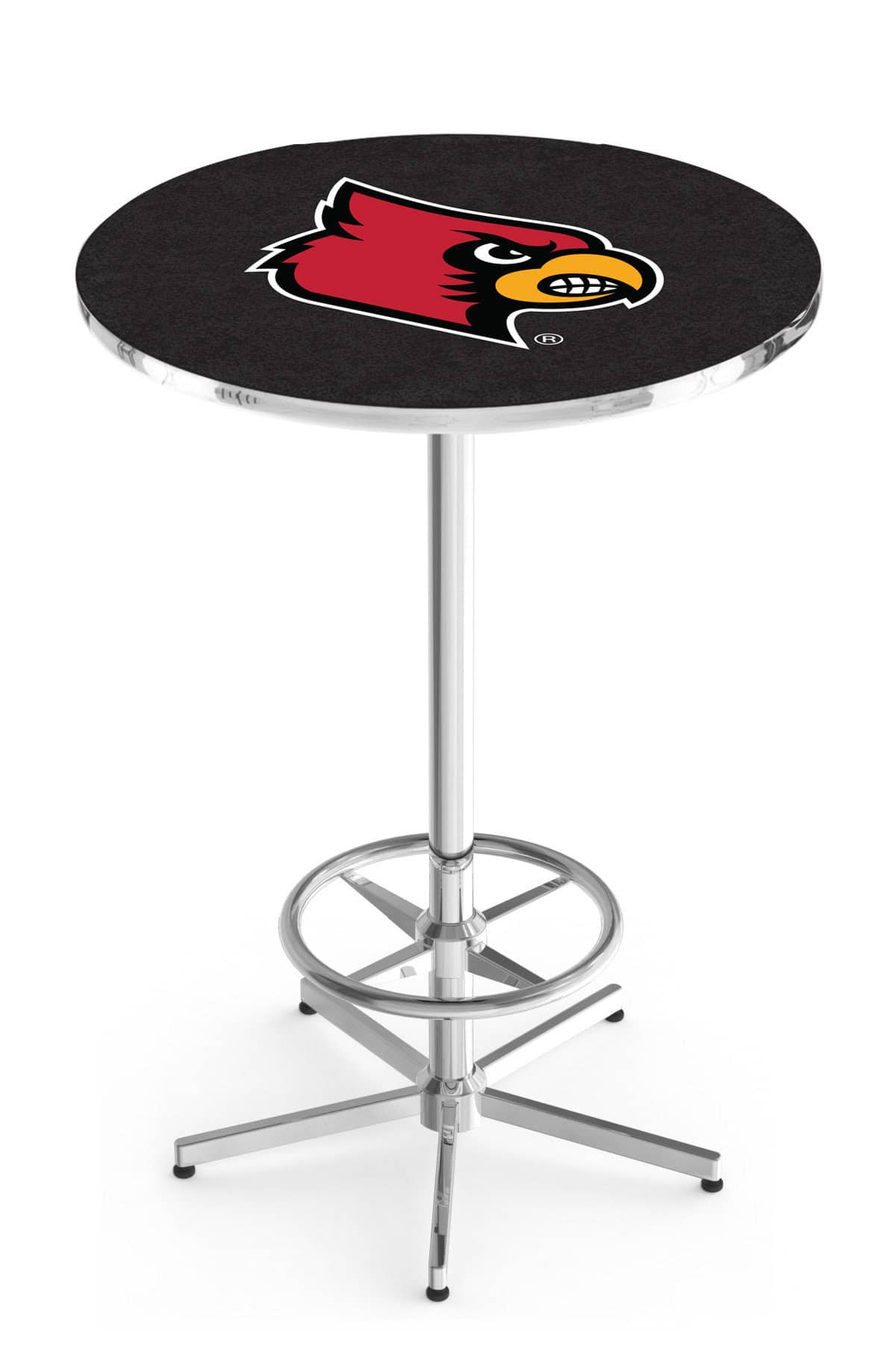 University of Louisville 42-Inch Pub Table with 30-Inch Top, Star Base Base, and Chrome Finish 1 University of Louisville 42-Inch Pub Table with 30-Inch Top, Star Base Base, and Chrome Finish