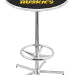 Michigan Tech University 42-Inch Pub Table with 30-Inch Top, Star Base Base, and Chrome Finish