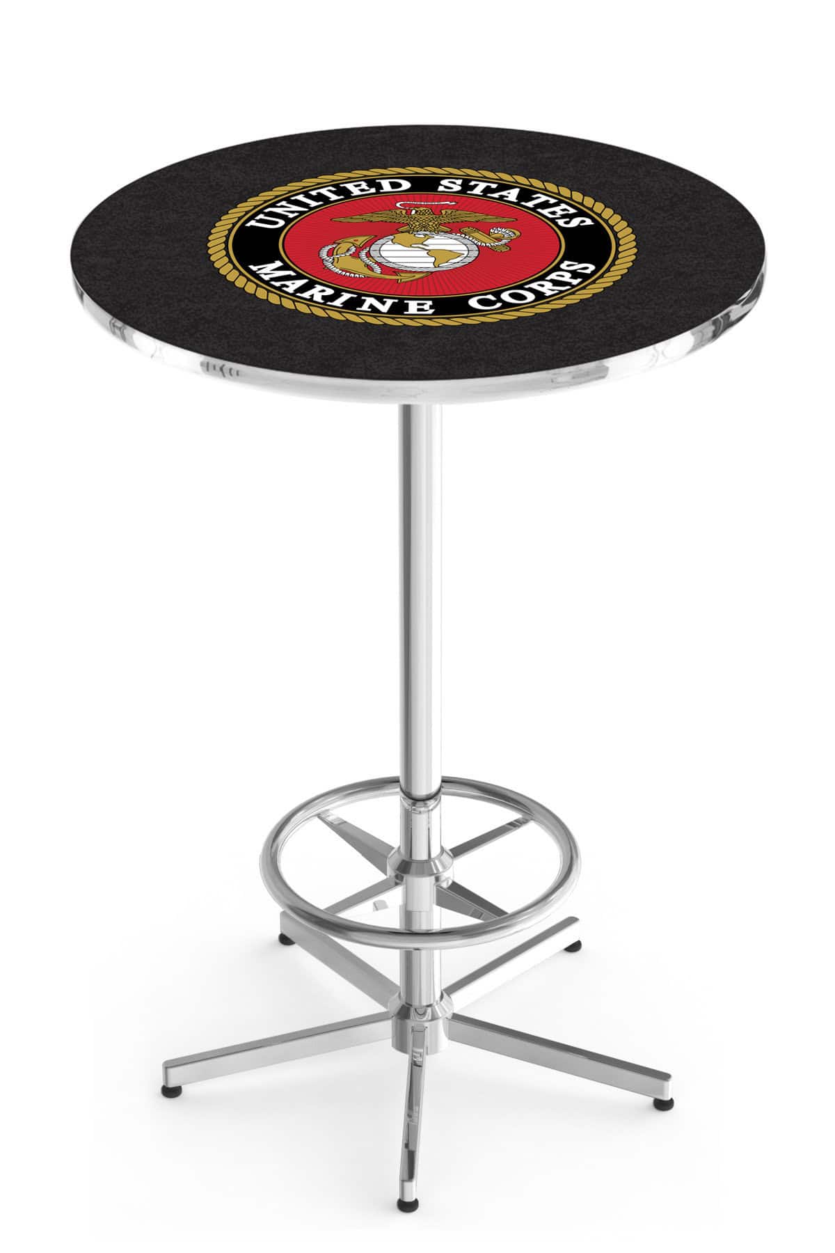 United States Marine Corps 42-Inch Pub Table with 36-Inch Top, Star Base Base, and Chrome Finish 1 United States Marine Corps 42-Inch Pub Table with 36-Inch Top, Star Base Base, and Chrome Finish