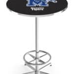 University of Memphis 42-Inch Pub Table with 30-Inch Top, Star Base Base, and Chrome Finish