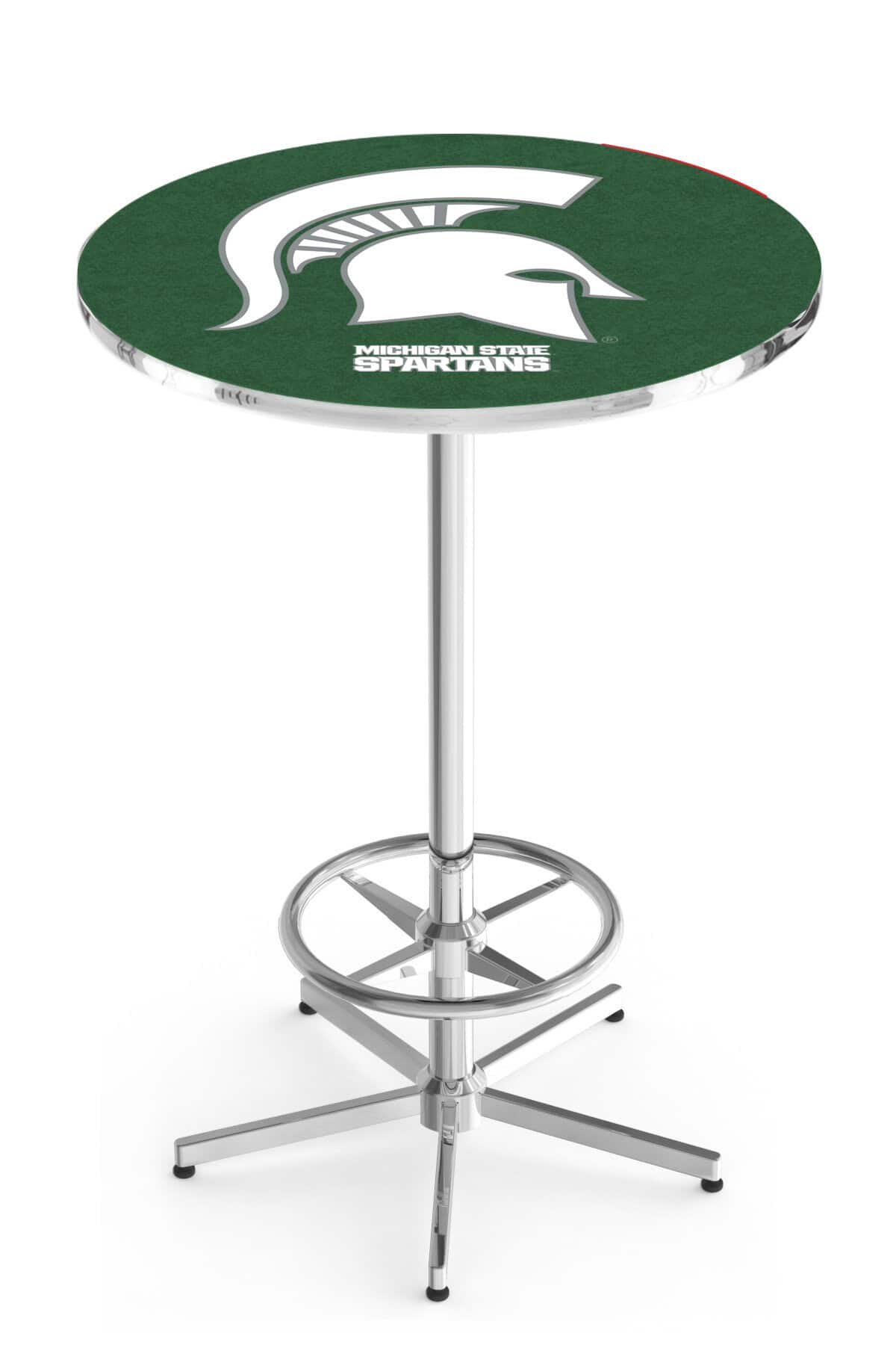 Michigan State University 42-Inch Pub Table with 30-Inch Top, Star Base Base, and Chrome Finish 1 Michigan State University 42-Inch Pub Table with 30-Inch Top, Star Base Base, and Chrome Finish