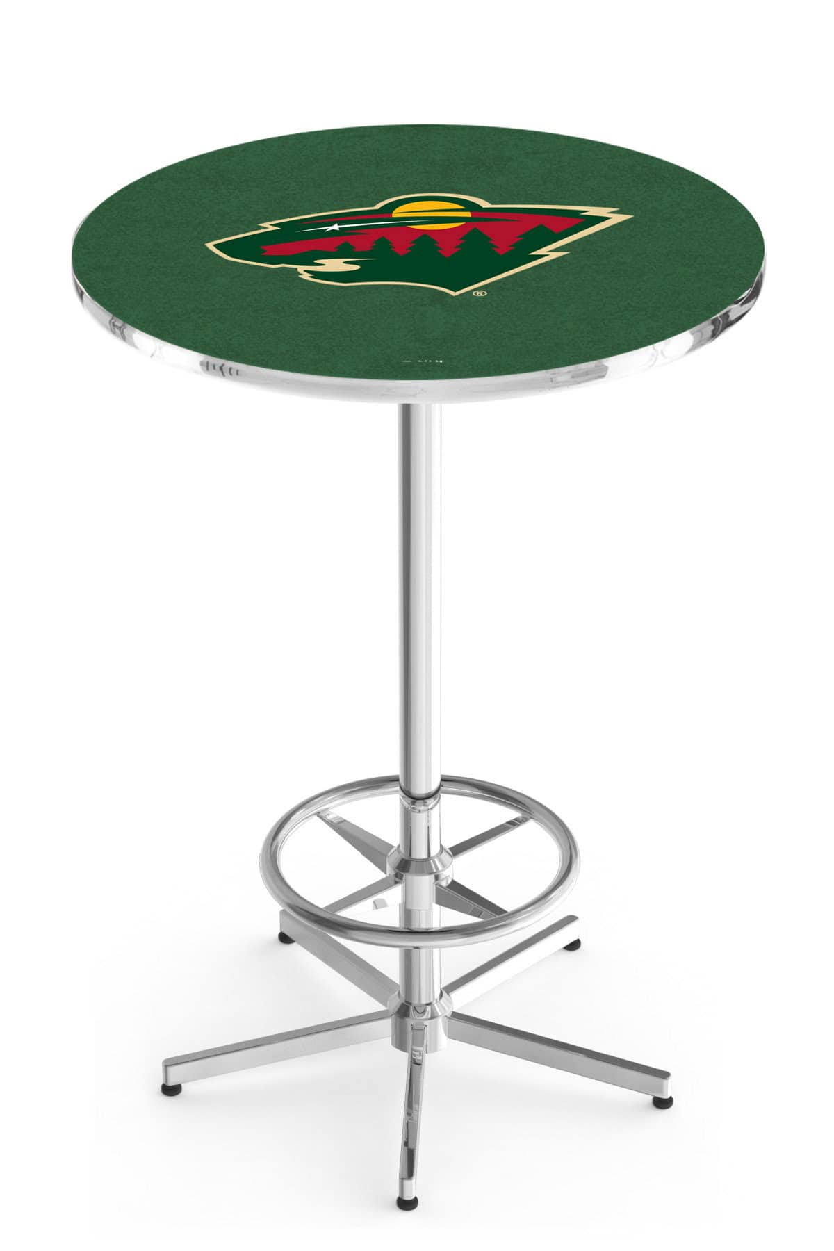 Minnesota Wild 42-Inch Pub Table with 36-Inch Top, Star Base Base, and Chrome Finish 1 Minnesota Wild 42-Inch Pub Table with 36-Inch Top, Star Base Base, and Chrome Finish