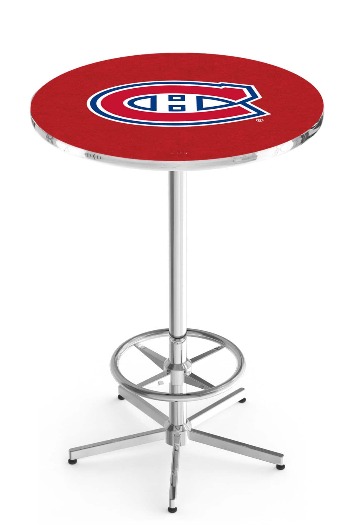 Montreal Canadiens 42-Inch Pub Table with 30-Inch Top, Star Base Base, and Chrome Finish 1 Montreal Canadiens 42-Inch Pub Table with 30-Inch Top, Star Base Base, and Chrome Finish
