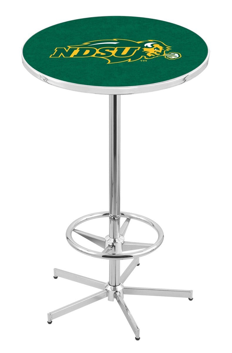 North Dakota State University 42-Inch Pub Table with 36-Inch Top, Star Base Base, and Chrome Finish (Green Top) 1 North Dakota State University 42-Inch Pub Table with 36-Inch Top, Star Base Base, and Chrome Finish (Green Top)
