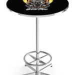 NHRA Mask 42-Inch Pub Table with 36-Inch Top, Star Base Base, and Chrome Finish