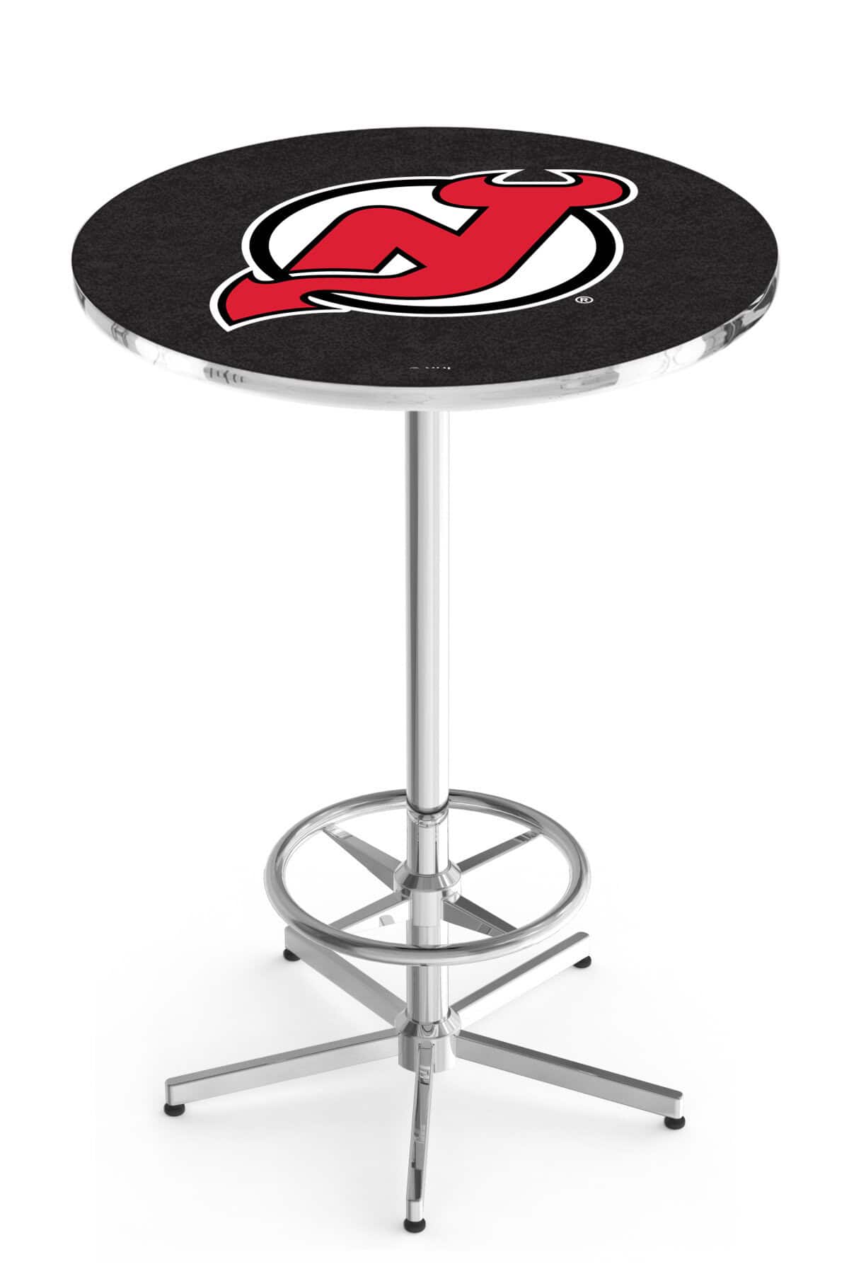 New Jersey Devils 42-Inch Pub Table with 36-Inch Top, Star Base Base, and Chrome Finish 1 New Jersey Devils 42-Inch Pub Table with 36-Inch Top, Star Base Base, and Chrome Finish