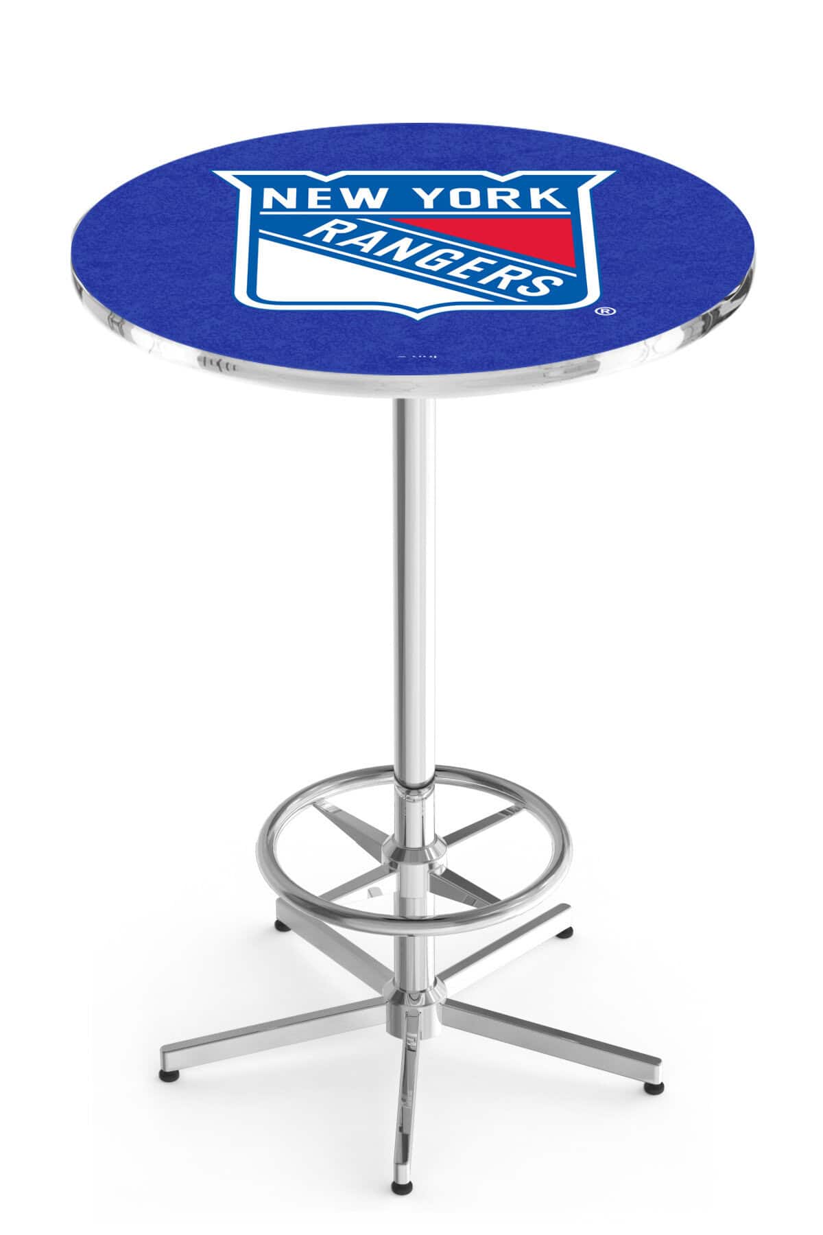 New York Rangers 42-Inch Pub Table with 36-Inch Top, Star Base Base, and Chrome Finish 1 New York Rangers 42-Inch Pub Table with 36-Inch Top, Star Base Base, and Chrome Finish
