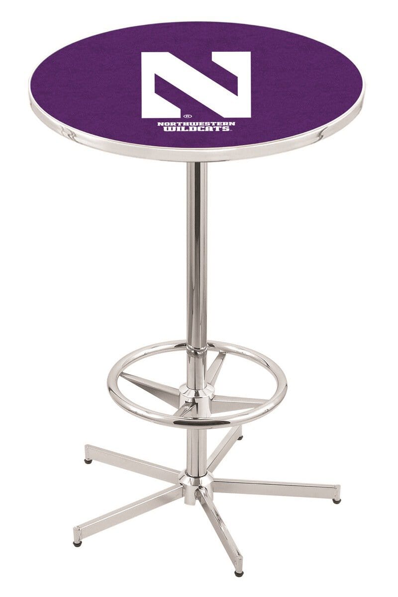 Northwestern University 42-Inch Pub Table with 36-Inch Top, Star Base Base, and Chrome Finish 1 Northwestern University 42-Inch Pub Table with 36-Inch Top, Star Base Base, and Chrome Finish