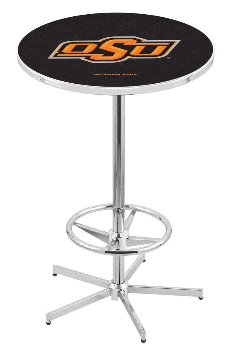 Oklahoma State University 42-Inch Pub Table with 36-Inch Top, Star Base Base, and Chrome Finish 1 Oklahoma State University 42-Inch Pub Table with 36-Inch Top, Star Base Base, and Chrome Finish