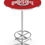 Ohio State University 42-Inch Pub Table with 30-Inch Top, Star Base Base, and Chrome Finish