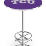 Texas Christian University 42-Inch Pub Table with 30-Inch Top, Star Base Base, and Chrome Finish