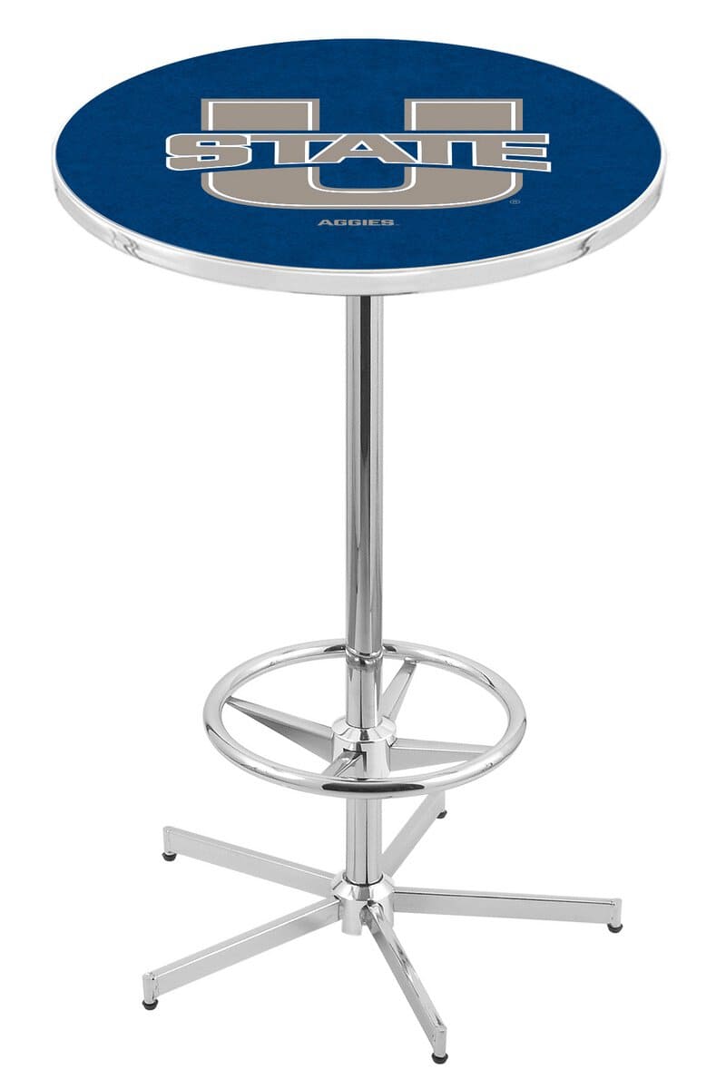 Utah State University 42-Inch Pub Table with 30-Inch Top, Star Base Base, and Chrome Finish 1 Utah State University 42-Inch Pub Table with 30-Inch Top, Star Base Base, and Chrome Finish