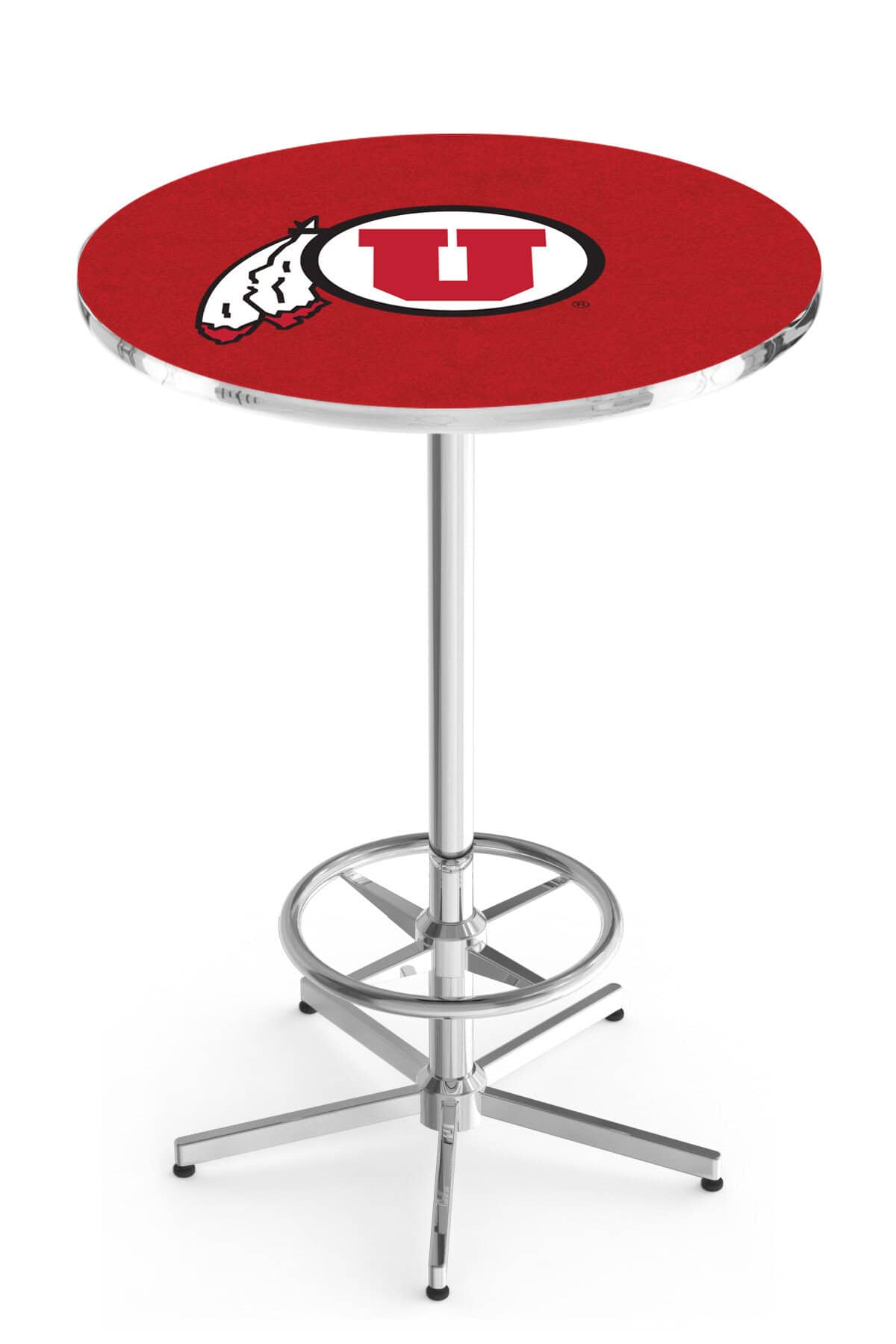 University of Utah 42-Inch Pub Table with 36-Inch Top, Star Base Base, and Chrome Finish 1 University of Utah 42-Inch Pub Table with 36-Inch Top, Star Base Base, and Chrome Finish
