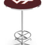 Virginia Tech University 42-Inch Pub Table with 36-Inch Top, Star Base Base, and Chrome Finish