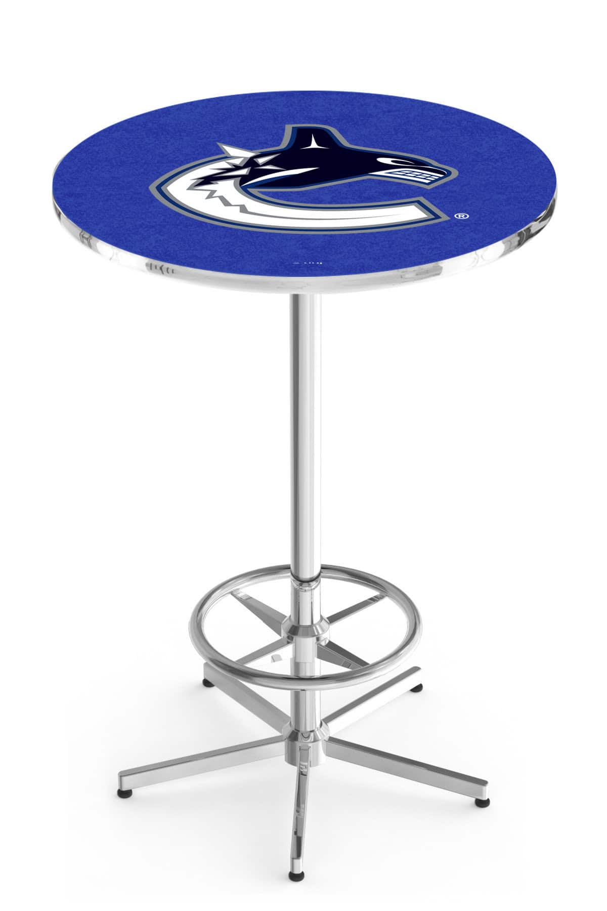 Vancouver Canucks 42-Inch Pub Table with 36-Inch Top, Star Base Base, and Chrome Finish 1 Vancouver Canucks 42-Inch Pub Table with 36-Inch Top, Star Base Base, and Chrome Finish