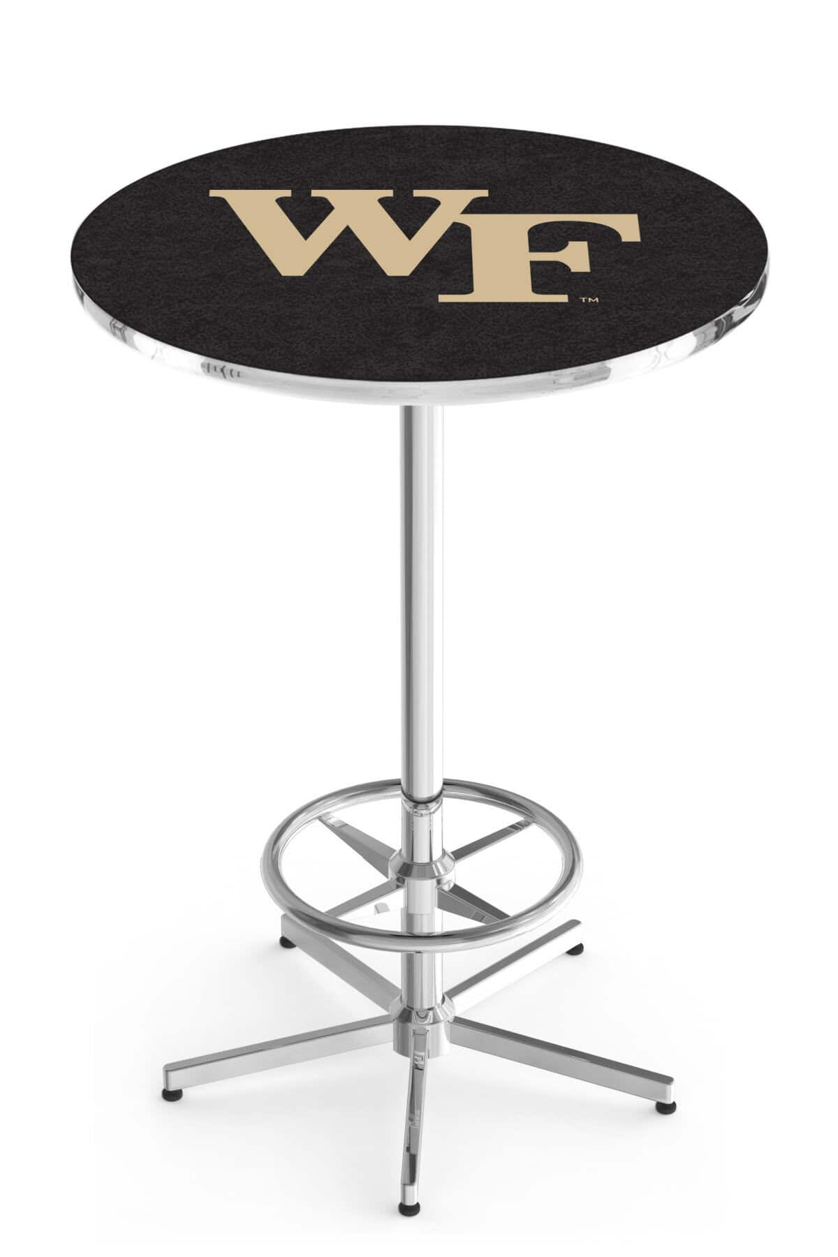 Wake Forest University 42-Inch Pub Table with 36-Inch Top, Star Base Base, and Chrome Finish 1 Wake Forest University 42-Inch Pub Table with 36-Inch Top, Star Base Base, and Chrome Finish