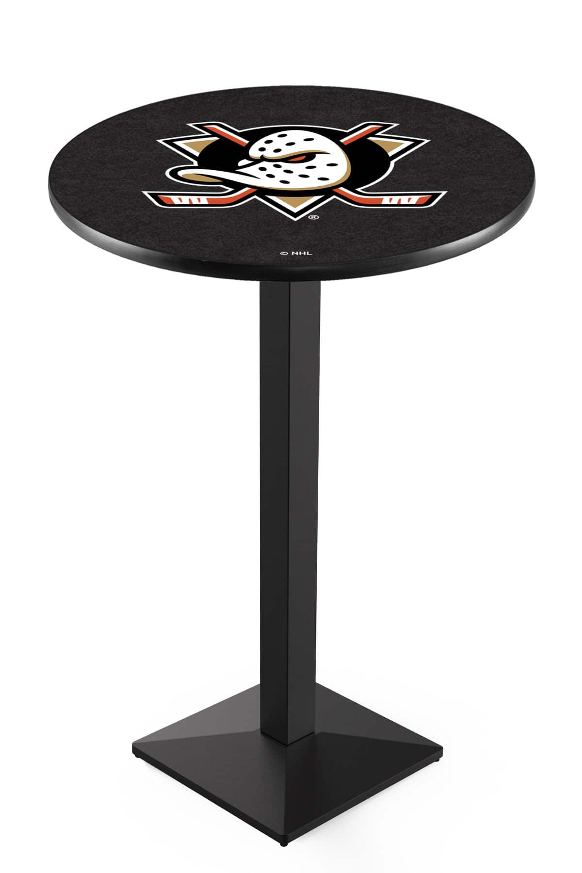 Anaheim Ducks 42-Inch Pub Table with 30-Inch Top, Square Base Base, and Black Wrinkle Finish 1 Anaheim Ducks 42-Inch Pub Table with 30-Inch Top, Square Base Base, and Black Wrinkle Finish