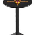 Arizona State University (Pitchfork) 36-Inch Pub Table with 30-Inch Top, Square Base Base, and Black Wrinkle Finish