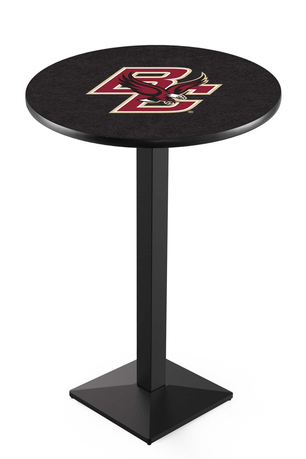 Boston College 36-Inch Pub Table with 36-Inch Top, Square Base Base, and Black Wrinkle Finish 1 Boston College 36-Inch Pub Table with 36-Inch Top, Square Base Base, and Black Wrinkle Finish