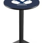 Brigham Young University 36-Inch Pub Table with 30-Inch Top, Square Base Base, and Black Wrinkle Finish