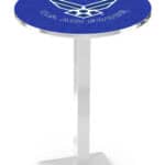 United States Air Force 36-Inch Pub Table with 36-Inch Top, Square Base Base, and Chrome Finish