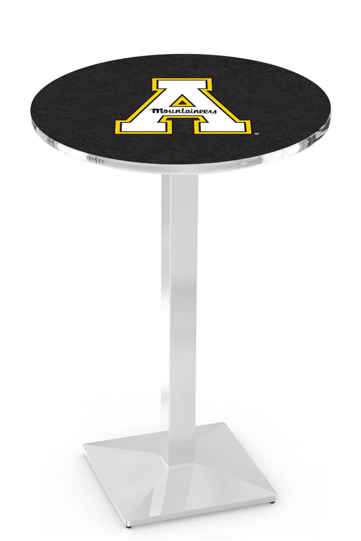 Appalachian State University 36-Inch Pub Table with 36-Inch Top, Square Base Base, and Chrome Finish 1 Appalachian State University 36-Inch Pub Table with 36-Inch Top, Square Base Base, and Chrome Finish