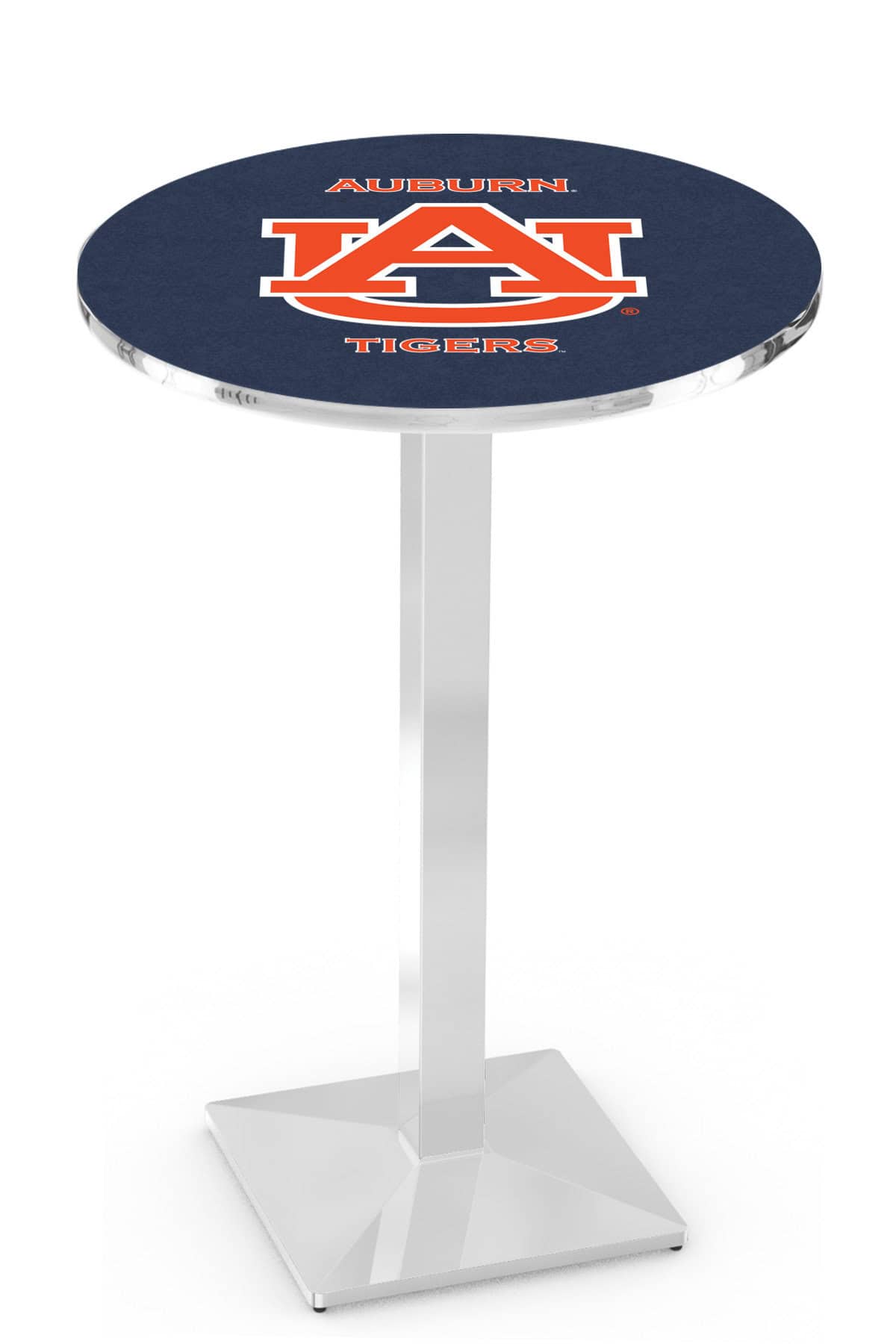 Auburn University 36-Inch Pub Table with 36-Inch Top, Square Base Base, and Chrome Finish 1 Auburn University 36-Inch Pub Table with 36-Inch Top, Square Base Base, and Chrome Finish