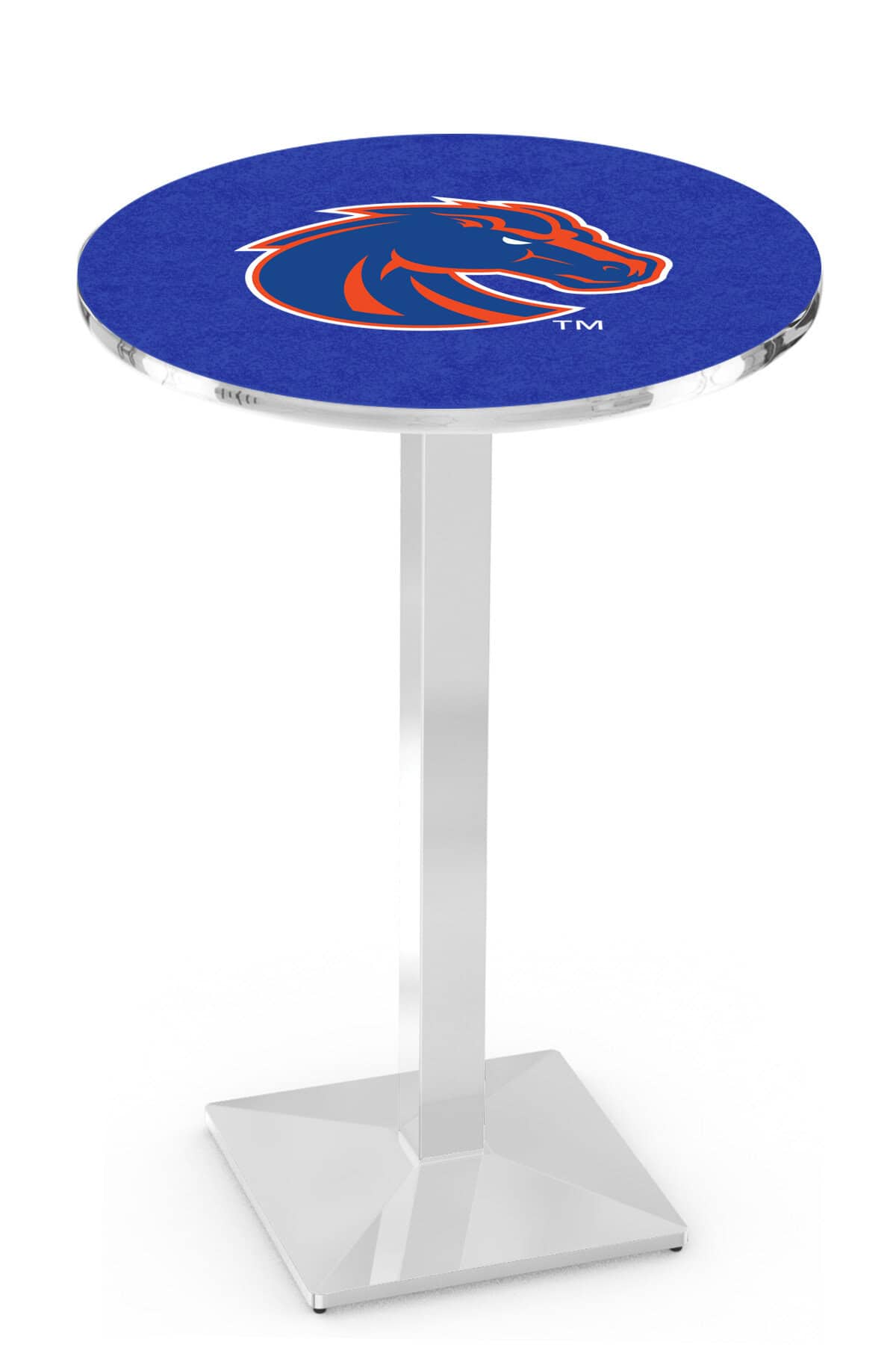 Boise State University 36-Inch Pub Table with 36-Inch Top, Square Base Base, and Chrome Finish 1 Boise State University 36-Inch Pub Table with 36-Inch Top, Square Base Base, and Chrome Finish