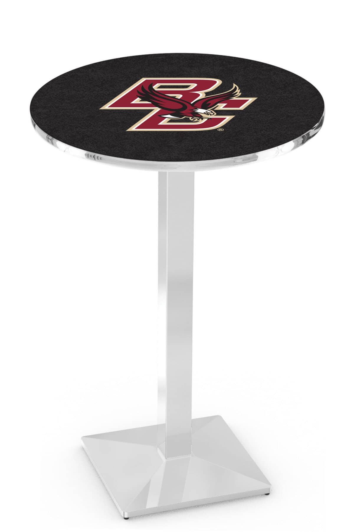 Boston College 42-Inch Pub Table with 30-Inch Top, Square Base Base, and Chrome Finish 1 Boston College 42-Inch Pub Table with 30-Inch Top, Square Base Base, and Chrome Finish