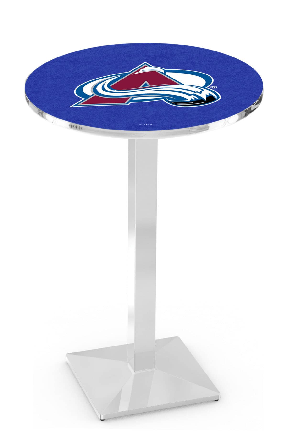 Colorado Avalanche 42-Inch Pub Table with 36-Inch Top, Square Base Base, and Chrome Finish 1 Colorado Avalanche 42-Inch Pub Table with 36-Inch Top, Square Base Base, and Chrome Finish