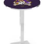 East Carolina University 42-Inch Pub Table with 30-Inch Top, Square Base Base, and Chrome Finish