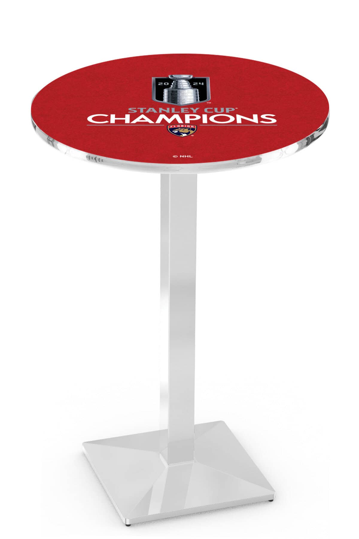 Florida Panthers - 2024 Stanley Cup 42-Inch Pub Table with 36-Inch Top, Square Base Base, and Chrome Finish 1 Florida Panthers - 2024 Stanley Cup 42-Inch Pub Table with 36-Inch Top, Square Base Base, and Chrome Finish
