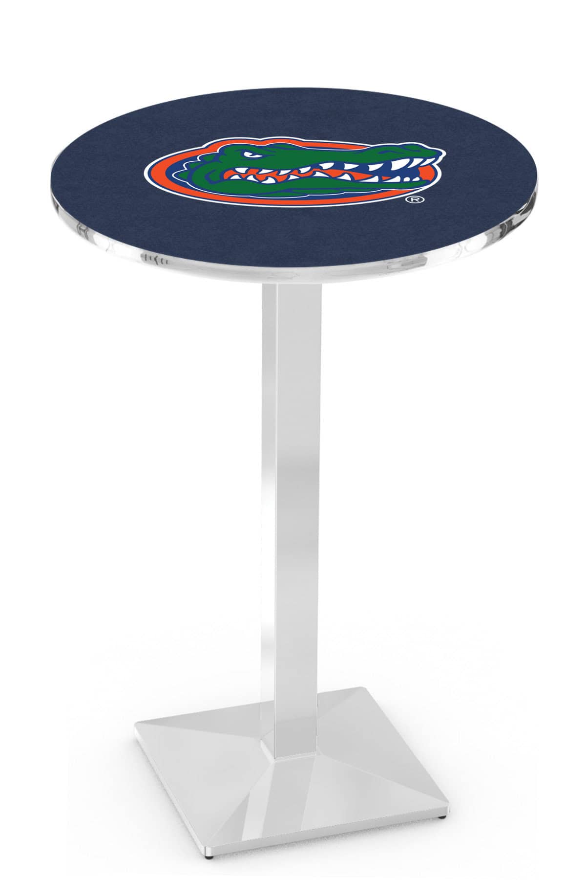 University of Florida 36-Inch Pub Table with 30-Inch Top, Square Base Base, and Chrome Finish 1 University of Florida 36-Inch Pub Table with 30-Inch Top, Square Base Base, and Chrome Finish