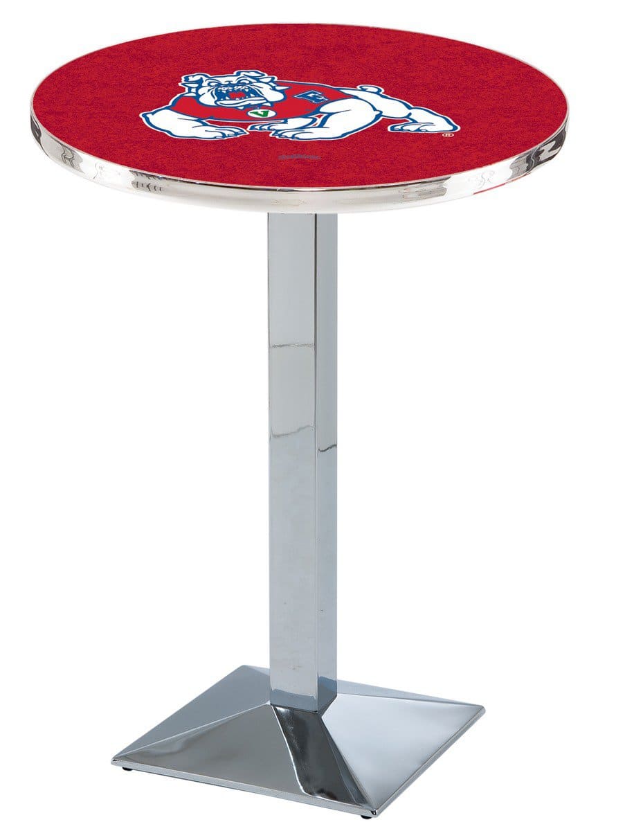 Fresno State University 36-Inch Pub Table with 36-Inch Top, Square Base Base, and Chrome Finish 1 Fresno State University 36-Inch Pub Table with 36-Inch Top, Square Base Base, and Chrome Finish