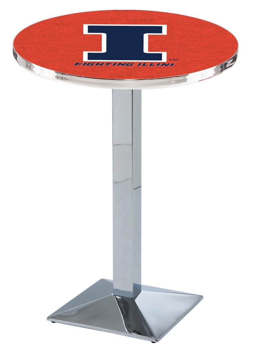 University of Illinois 42-Inch Pub Table with 36-Inch Top, Square Base Base, and Chrome Finish 1 University of Illinois 42-Inch Pub Table with 36-Inch Top, Square Base Base, and Chrome Finish