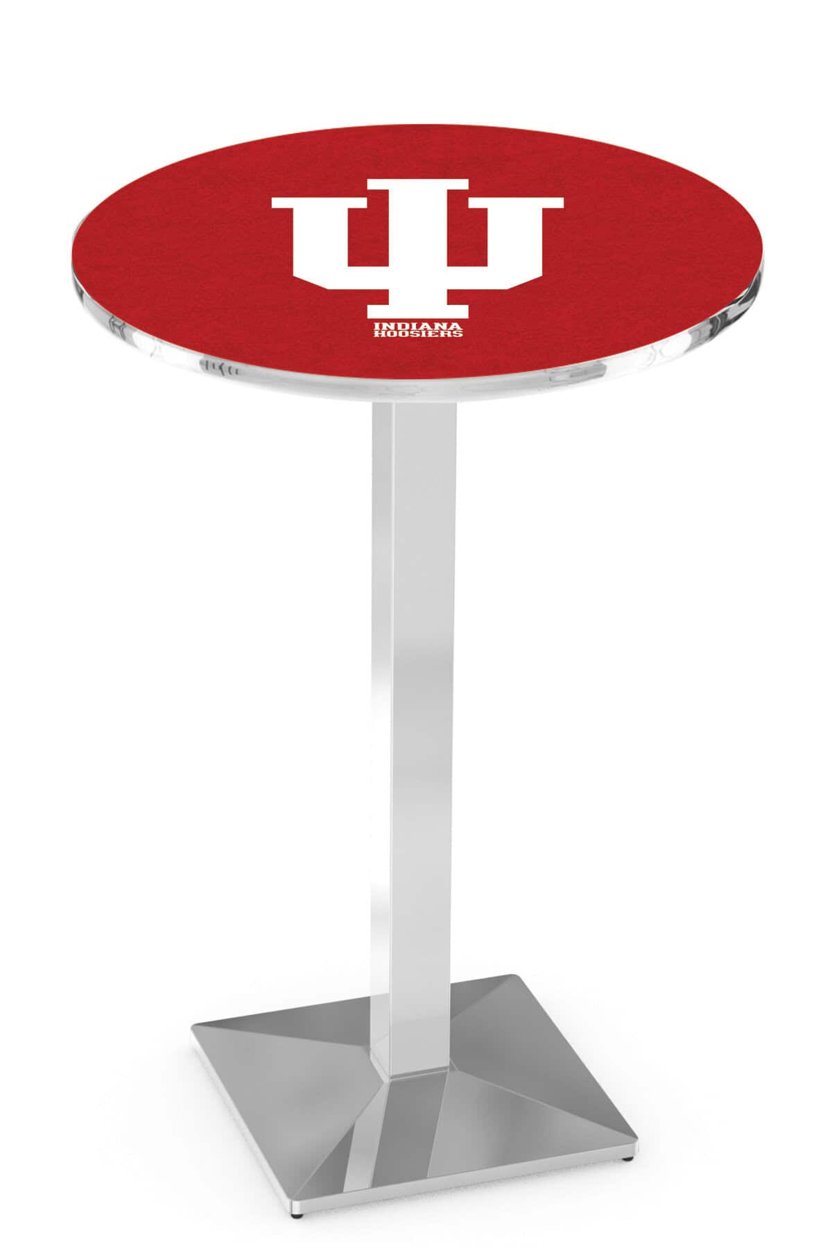 Indiana University 36-Inch Pub Table with 36-Inch Top, Square Base Base, and Chrome Finish 1 Indiana University 36-Inch Pub Table with 36-Inch Top, Square Base Base, and Chrome Finish