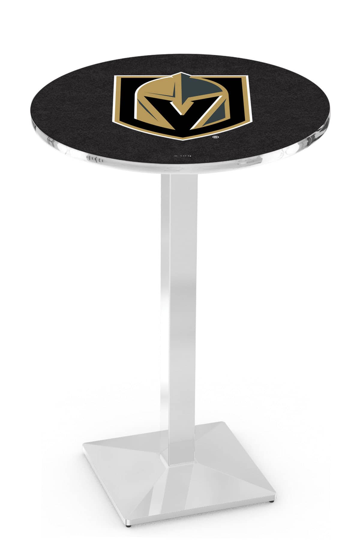 Vegas Golden Knights 42-Inch Pub Table with 36-Inch Top, Square Base Base, and Chrome Finish 1 Vegas Golden Knights 42-Inch Pub Table with 36-Inch Top, Square Base Base, and Chrome Finish