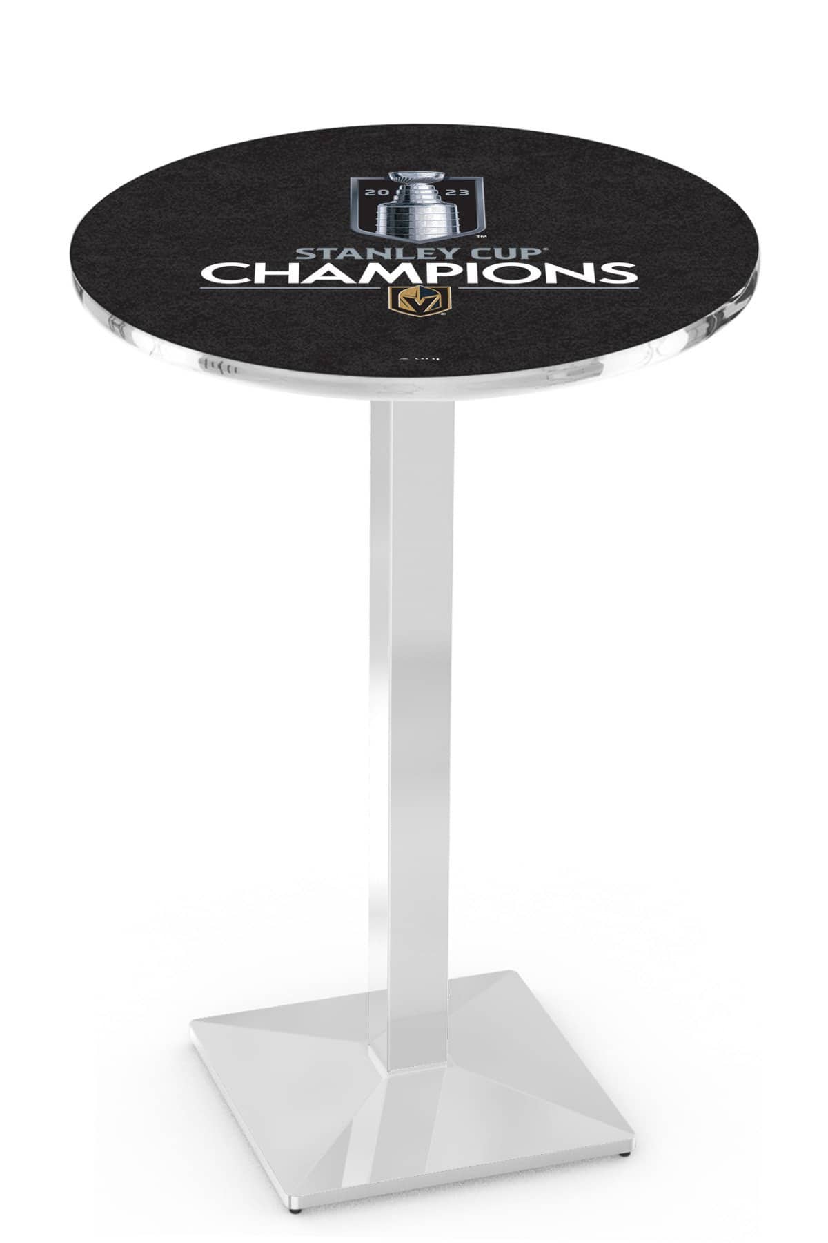 Vegas Golden Knights - 2023 Stanley Cup 42-Inch Pub Table with 36-Inch Top, Square Base Base, and Chrome Finish 1 Vegas Golden Knights - 2023 Stanley Cup 42-Inch Pub Table with 36-Inch Top, Square Base Base, and Chrome Finish