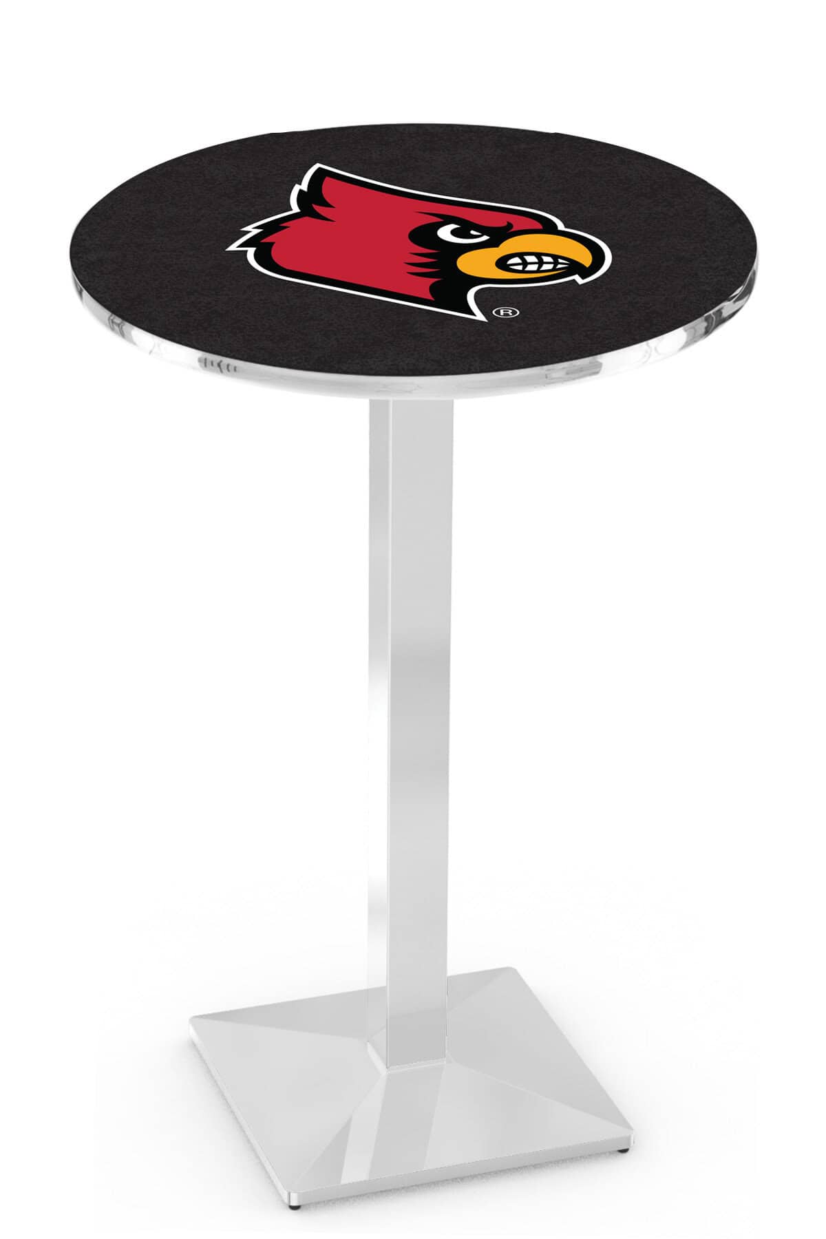 University of Louisville 36-Inch Pub Table with 36-Inch Top, Square Base Base, and Chrome Finish 1 University of Louisville 36-Inch Pub Table with 36-Inch Top, Square Base Base, and Chrome Finish