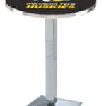 Michigan Tech University 36-Inch Pub Table with 30-Inch Top, Square Base Base, and Chrome Finish