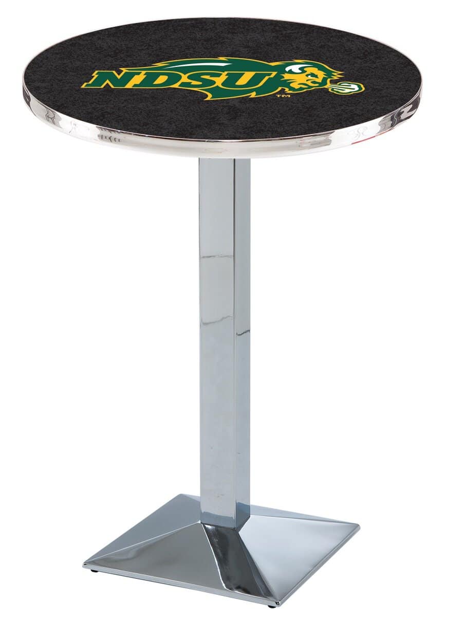 North Dakota State University 36-Inch Pub Table with 30-Inch Top, Square Base Base, and Chrome Finish (Black Top) 1 North Dakota State University 36-Inch Pub Table with 30-Inch Top, Square Base Base, and Chrome Finish (Black Top)