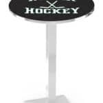 University of North Dakota (Hockey) 36-Inch Pub Table with 30-Inch Top, Square Base Base, and Chrome Finish
