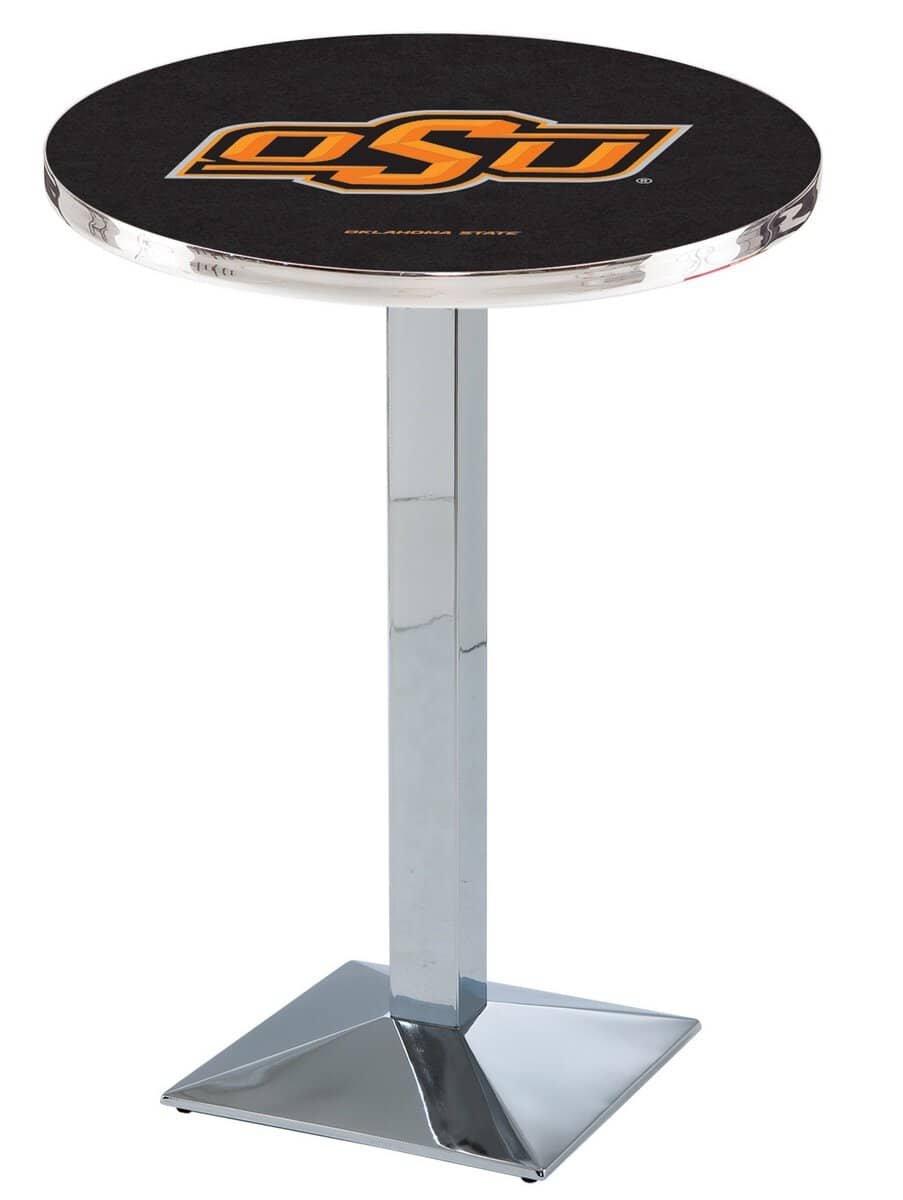 Oklahoma State University 36-Inch Pub Table with 36-Inch Top, Square Base Base, and Chrome Finish 1 Oklahoma State University 36-Inch Pub Table with 36-Inch Top, Square Base Base, and Chrome Finish