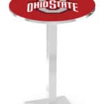 Ohio State University 42-Inch Pub Table with 30-Inch Top, Square Base Base, and Chrome Finish