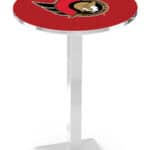 Ottawa Senators 42-Inch Pub Table with 36-Inch Top, Square Base Base, and Chrome Finish 4 Ottawa Senators 42-Inch Pub Table with 36-Inch Top, Square Base Base, and Chrome Finish
