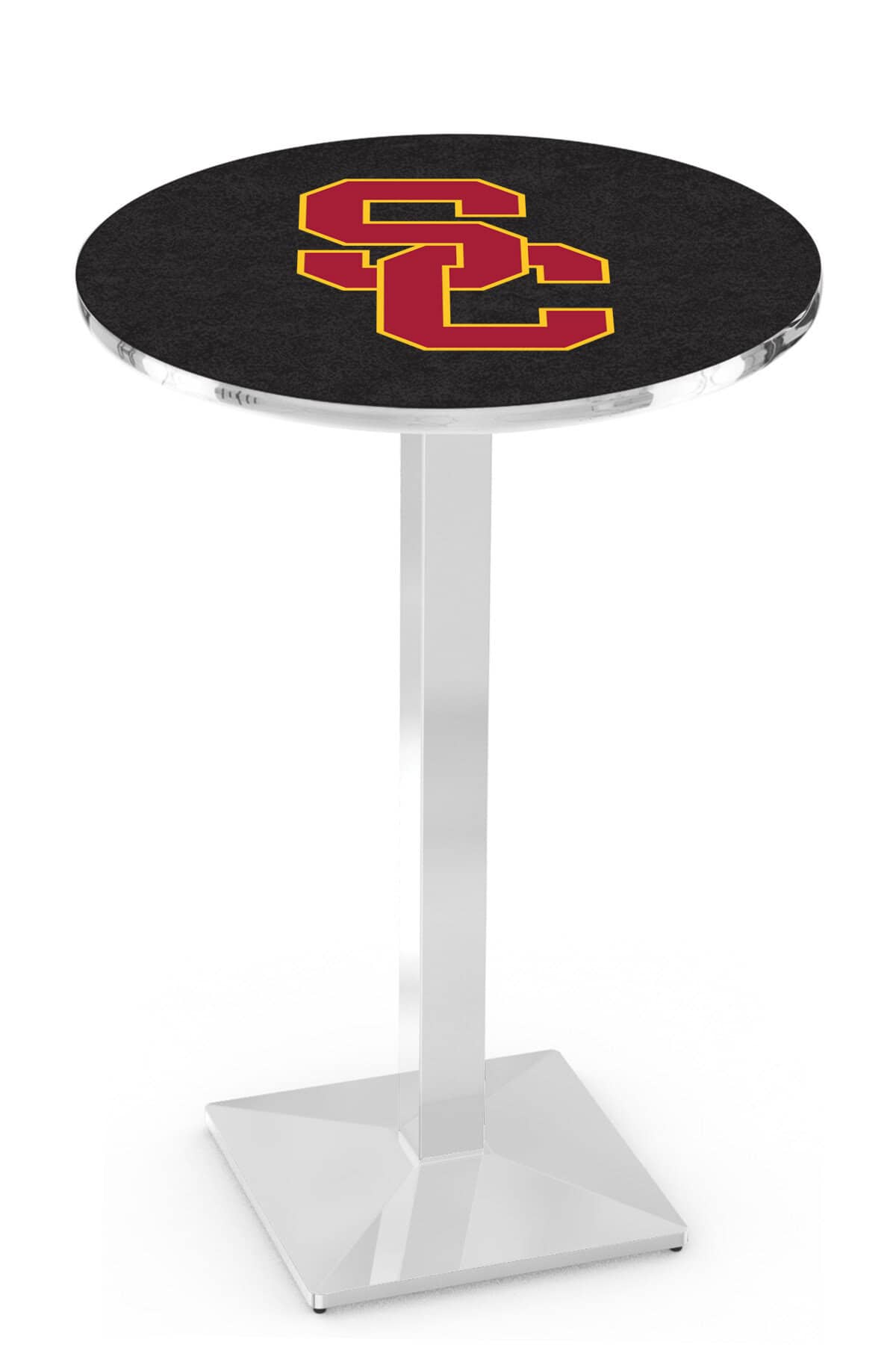 University of Southern California 42-Inch Pub Table with 36-Inch Top, Square Base Base, and Chrome Finish 1 University of Southern California 42-Inch Pub Table with 36-Inch Top, Square Base Base, and Chrome Finish